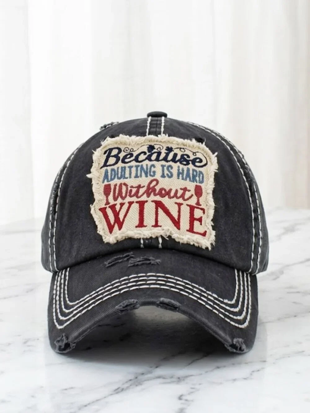 Ladies Black Because Adulting is Hard Ball Hat - Brand New Baseball Cap